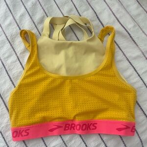Brooks Vibrant Yellow and Pink Sports Bra